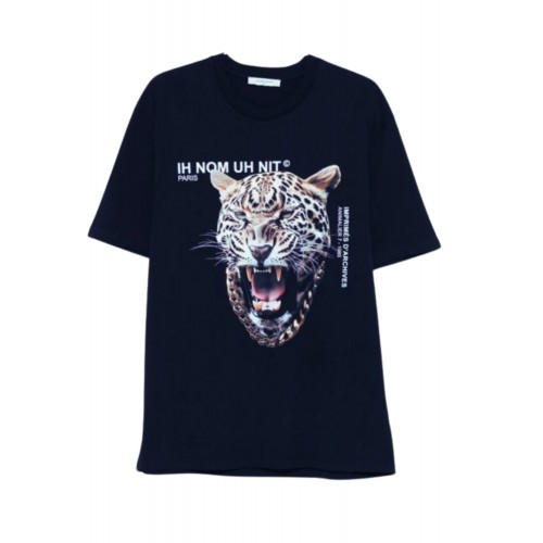 Tricou IH NOM UH NIT, Tiger Print in Front, Negru Tricou IH NOM UH NIT, Tiger Print in Front, Negru