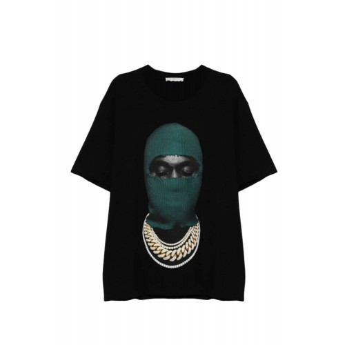 Tricou IH NOM UH NIT, Dark Green Mask Print, Black Tricou IH NOM UH NIT, Dark Green Mask Print, Black