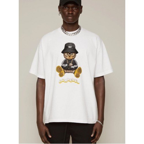 Tricou DOMREBEL, NY BEAR, White