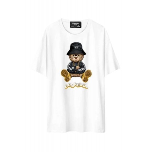 Tricou DOMREBEL, NY BEAR, White Tricou DOMREBEL, NY BEAR, White
