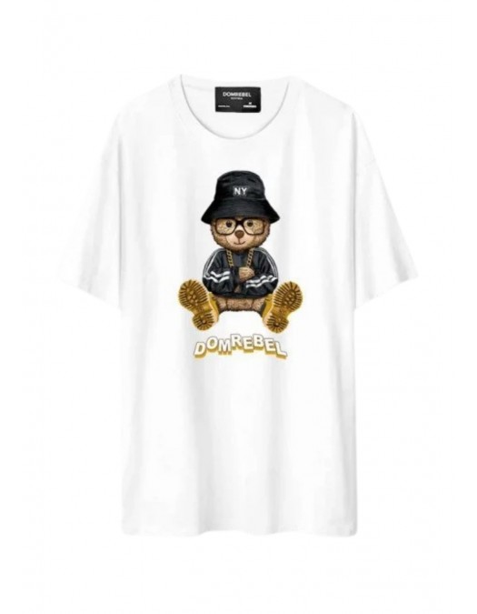 Tricou DOMREBEL, NY BEAR, White - NYBEAROWHITE
