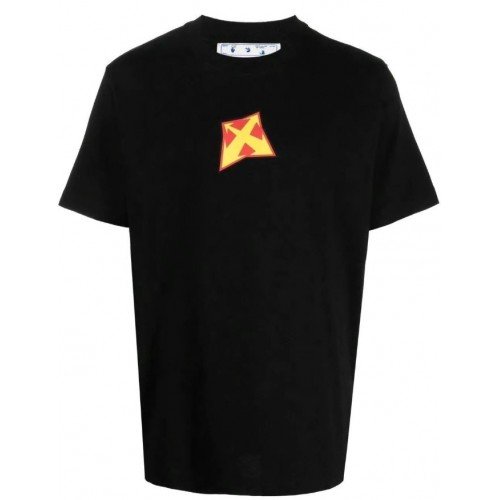 Tricou OFF WHITE, Logo Brand Colorat, Black, Slim Fit