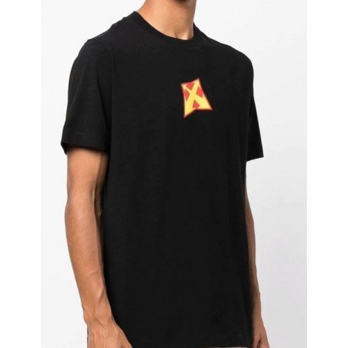 Tricou OFF WHITE, Logo Brand Colorat, Black, Slim Fit