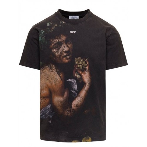 Tricou OFF WHITE, Print Bacchus, OMAA027F23JER0051084, Slim Fit Tricou OFF WHITE, Print Bacchus, OMAA027F23JER0051084, Slim Fit