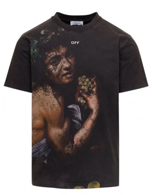 Tricou OFF WHITE, Print Bacchus, OMAA027F23JER0051084