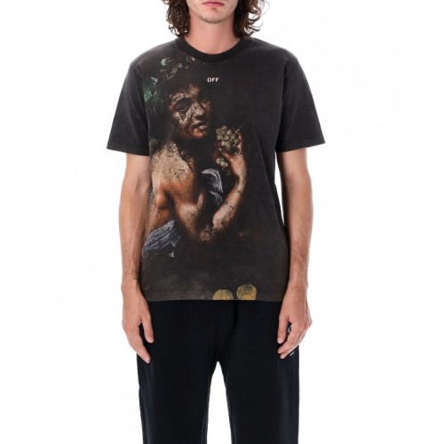 Tricou OFF WHITE, Print Bacchus, OMAA027F23JER0051084, Slim Fit Tricou OFF WHITE, Print Bacchus, OMAA027F23JER0051084, Slim Fit