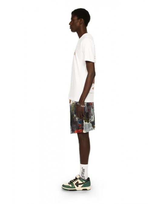 TRICOU OFF WHITE,  Candles Flames Print, Regular Fit, Alb - OMAA027F25JER0020110