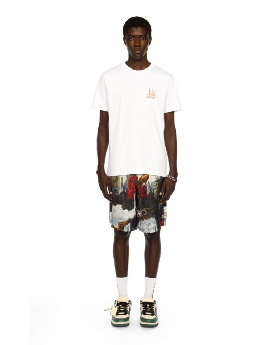 TRICOU OFF WHITE,  Candles Flames Print, Regular Fit, Alb - OMAA027F25JER0020110