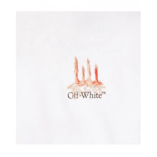 TRICOU OFF WHITE,  Candles Flames Print, Regular Fit, Alb TRICOU OFF WHITE,  Candles Flames Print, Regular Fit, Alb