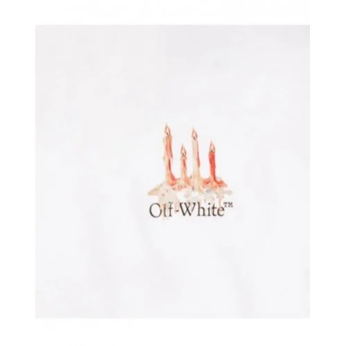 TRICOU OFF WHITE,  Candles Flames Print, Regular Fit, Alb