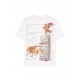 TRICOU OFF WHITE,  Candles Flames Print, Regular Fit, Alb - OMAA027F25JER0020110