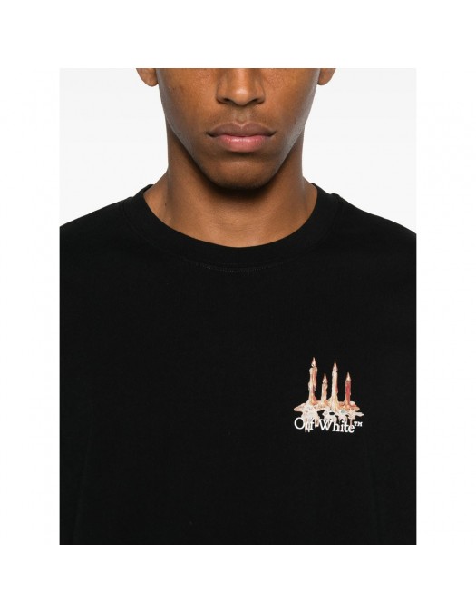 TRICOU OFF WHITE, Candles Flames Print, Regular Fit, Negru - OMAA027F25JER0021001 TRICOU OFF WHITE, Candles Flames Print, Regular Fit, Negru - OMAA027F25JER0021001