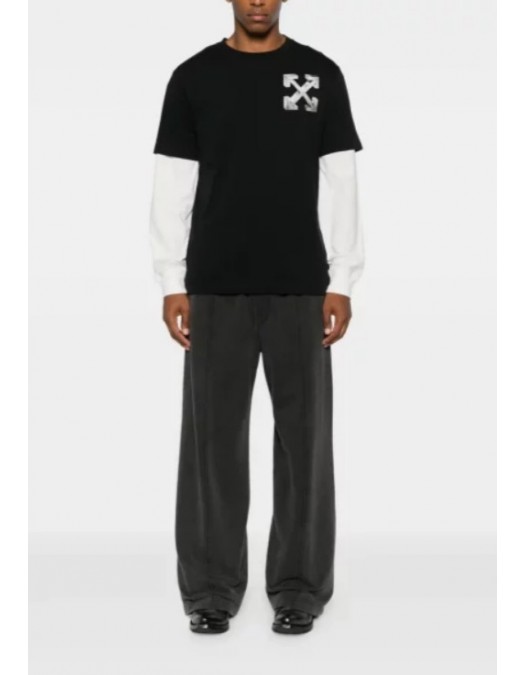 TRICOU OFF WHITE, Arrows-print T-shirt, Negru - OMAA027F25JER00A1072