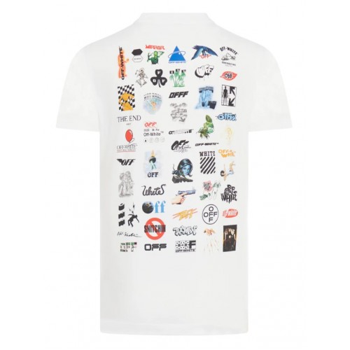 Tricou OFF WHITE, Print Multicolor, Alb, Slim Fit Tricou OFF WHITE, Print Multicolor, Alb, Slim Fit