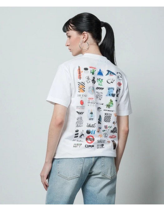 Tricou OFF WHITE, Print Multicolor, Alb - OMAA027G23JER0120110