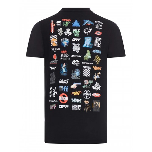 Tricou OFF WHITE, Print Multicolor, Negru, Slim Fit Tricou OFF WHITE, Print Multicolor, Negru, Slim Fit