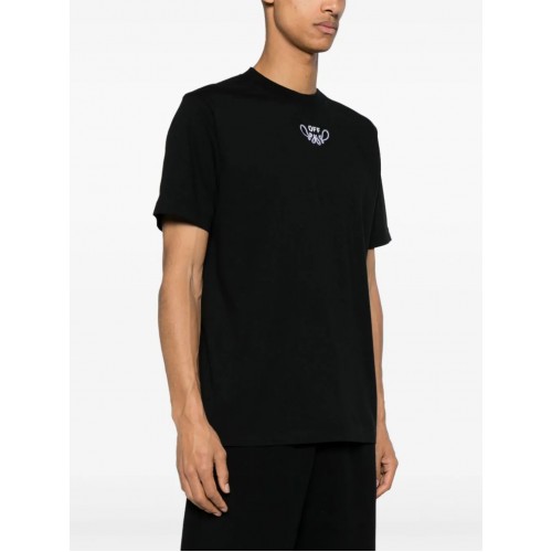 TRICOU OFF WHITE, Prin Frontal OMAA027S24JER0011001, Slim Fit TRICOU OFF WHITE, Prin Frontal OMAA027S24JER0011001, Slim Fit