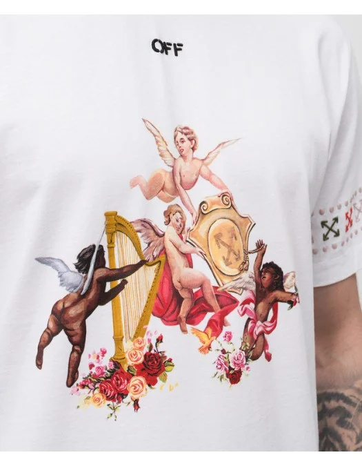 TRICOU OFF WHITE, Textured Arrow Emblem, Angels, White - OMAA027S25JER0020110 TRICOU OFF WHITE, Textured Arrow Emblem, Angels, White - OMAA027S25JER0020110