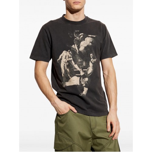 Tricou OFF WHITE, Painting Art Print, Black, Slim Fit Tricou OFF WHITE, Painting Art Print, Black, Slim Fit