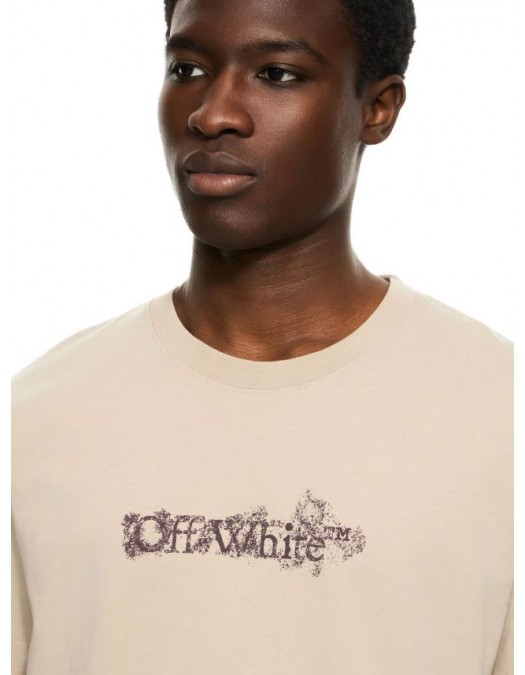 Tricou OFF WHITE, Heraldic Arrow Slim T-shirt, Beige - OMAA027S26J008250