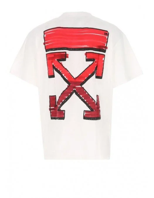 Anzai Learning Ruined Tricou Off White, Tag Red, Oversized - OMAA038R21JER0020125 - Capodopera12