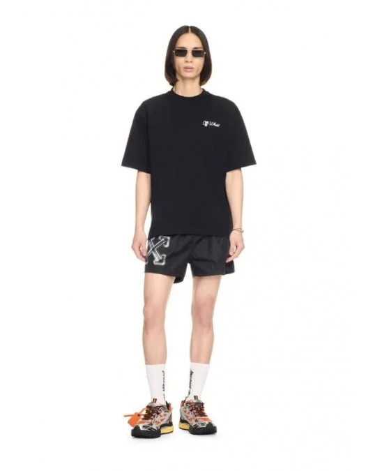 Tricou OFF WHITE, SCRIPT SKATE Fit, Negru - OMAA120C99JER00D1001