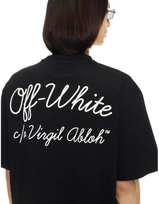 Tricou OFF WHITE, SCRIPT SKATE Fit, Negru - OMAA120C99JER00D1001