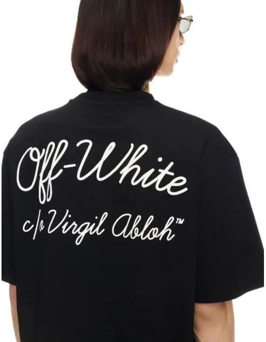 Tricou OFF WHITE, SCRIPT SKATE Fit, Negru - OMAA120C99JER00D1001