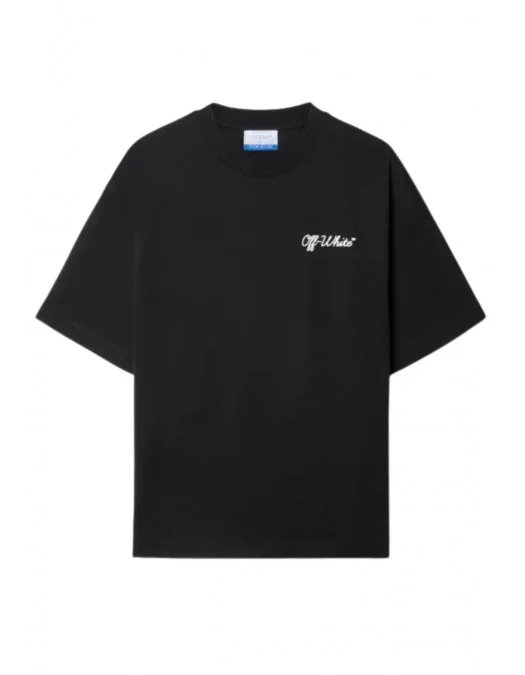 Tricou OFF WHITE, SCRIPT SKATE Fit, Negru - OMAA120C99JER00D1001