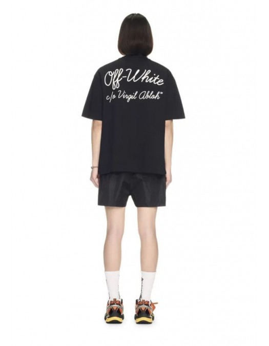 Tricou OFF WHITE, SCRIPT SKATE Fit, Negru - OMAA120C99JER00D1001