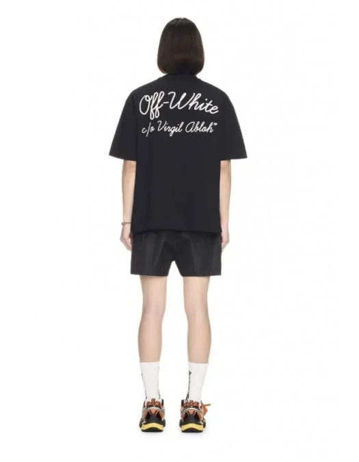 Tricou OFF WHITE, SCRIPT SKATE Fit, Negru - OMAA120C99JER00D1001