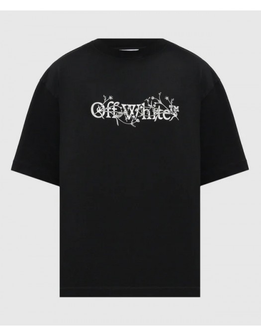 Tricou OFF WHITE, Flowers  Design, Black - OMAA120F24JER00B1001