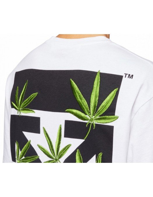 TRICOU OFF WHITE, Weed Print, Alb - OMAA120S22JER0020155