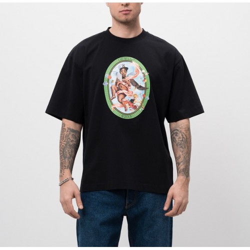 Tricou OFF WHITE, Fresco Paint Print, Black, Skate Fit Tricou OFF WHITE, Fresco Paint Print, Black, Skate Fit