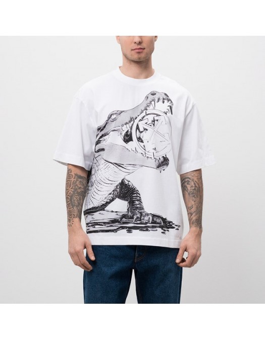 Tricou OFF WHITE, Big Croco Print, Oversized, White - OMAA120S25JER0050110