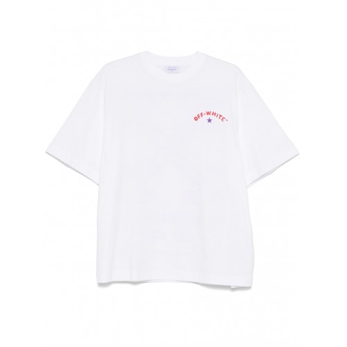 Tricou OFF WHITE, Star Arrow, Red Purple Details, White, Skate Fit Tricou OFF WHITE, Star Arrow, Red Purple Details, White, Skate Fit