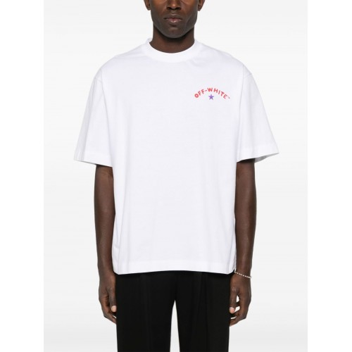 Tricou OFF WHITE, Star Arrow, Red Purple Details, White, Skate Fit Tricou OFF WHITE, Star Arrow, Red Purple Details, White, Skate Fit