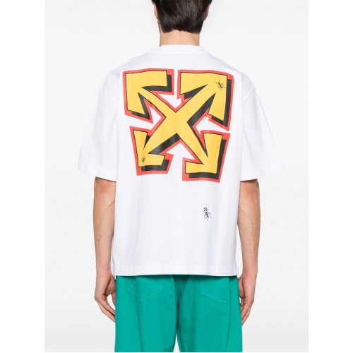 Tricou OFF WHITE, Arrow Back Print, White, Skate Fit Tricou OFF WHITE, Arrow Back Print, White, Skate Fit