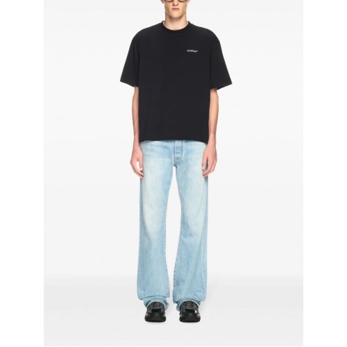 TRICOU OFF WHITE, Barber Arrow, Cotton, Black, Skate Fit TRICOU OFF WHITE, Barber Arrow, Cotton, Black, Skate Fit