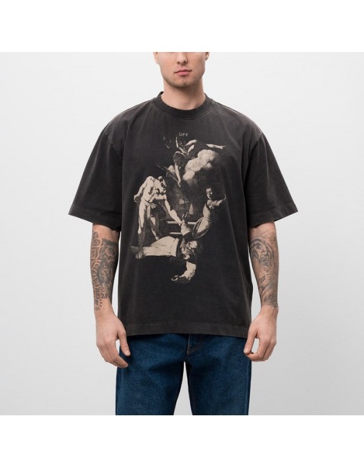 Tricou OFF WHITE, Martyrdom Printed, Men, Oversized, Dark Grey - OMAA120S25JER00H1361