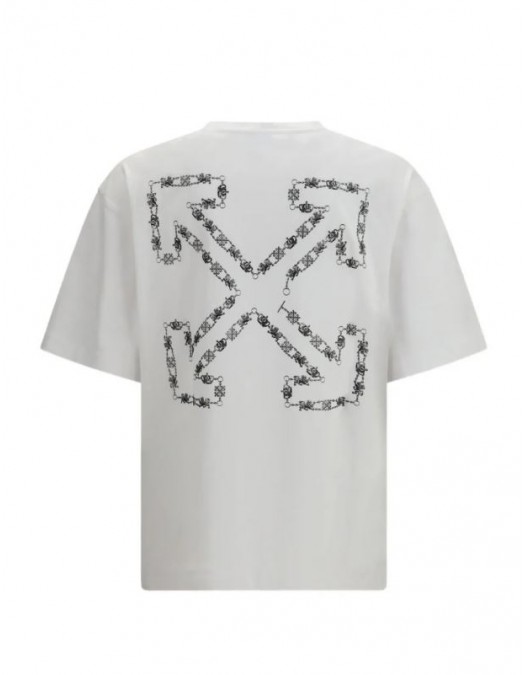 Tricou OFF WHITE, Chain Arrow Skate, Relaxed Fit, Alb - OMAA120S26J004100