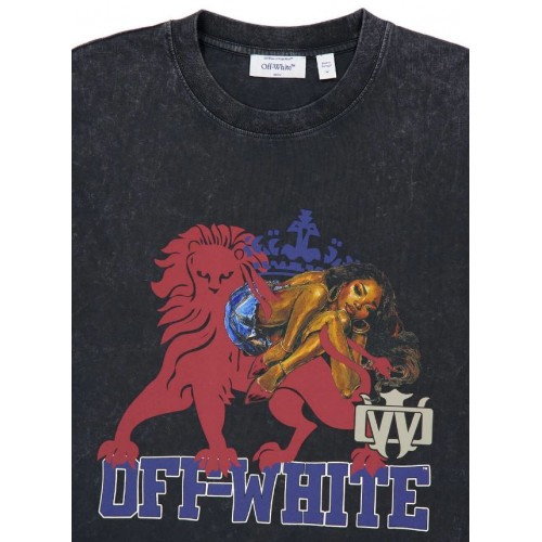 Tricou OFF WHITE, graphic-print T-shirt, Vintage Black