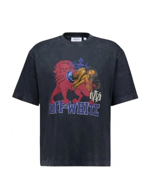 Tricou OFF WHITE, graphic-print T-shirt, Vintage Black - OMAA120S26J005001