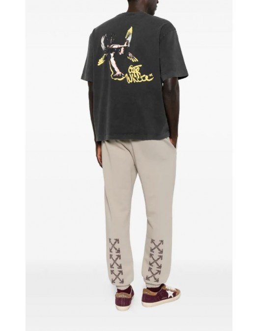 Tricou OFF WHITE, Fallen Caravaggio Skate Faded T-shirt, Negru - OMAA120S26J00B001