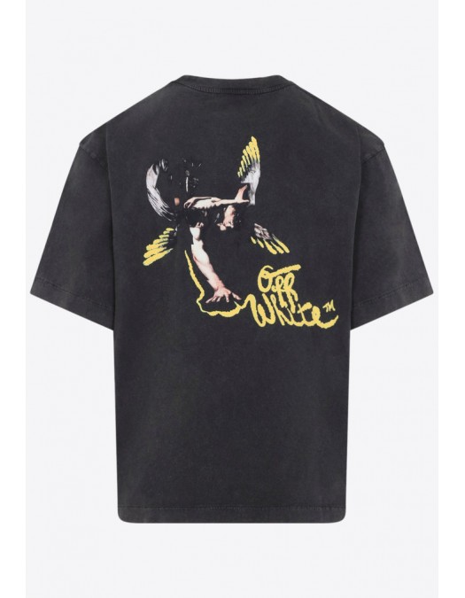 Tricou OFF WHITE, Fallen Caravaggio Skate Faded T-shirt, Negru - OMAA120S26J00B001