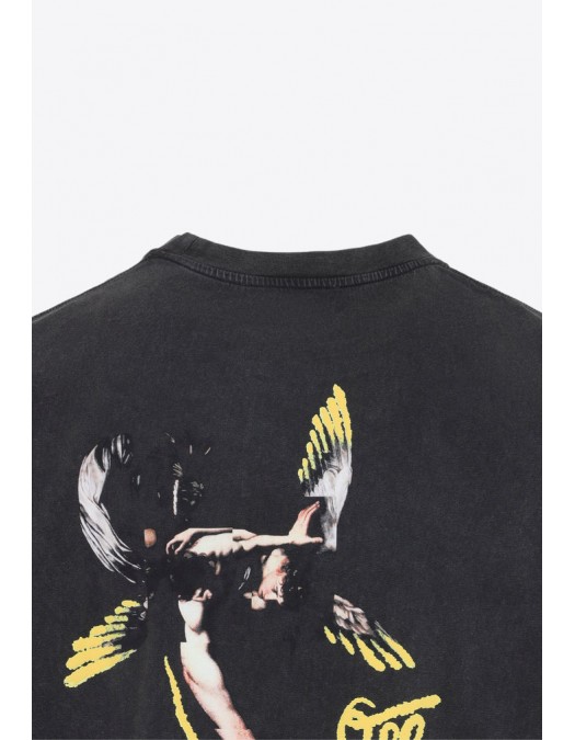 Tricou OFF WHITE, Fallen Caravaggio Skate Faded T-shirt, Negru - OMAA120S26J00B001