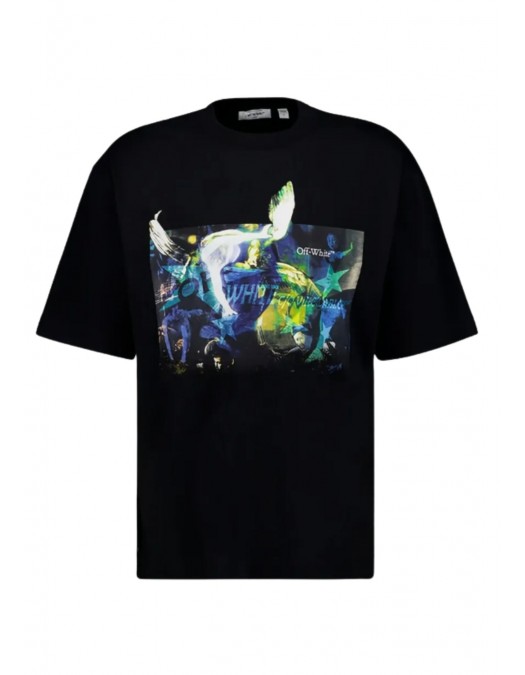 Tricou OFF WHITE, REVE CARAVAGGIO, Relaxed Fit, Negru - OMAA120S26J00C001