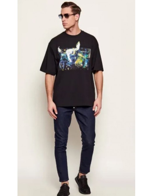 Tricou OFF WHITE, REVE CARAVAGGIO, Relaxed Fit, Negru - OMAA120S26J00C001