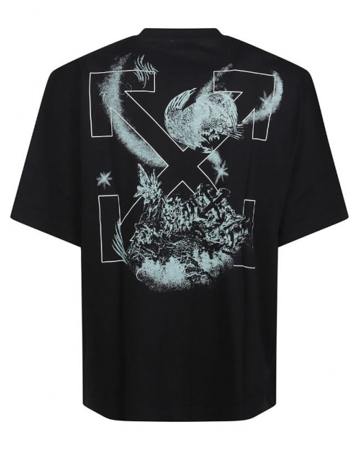 Tricou OFF WHITE, Moon Skate Graphic T-shirt, Negru - OMAA120S26J00E001