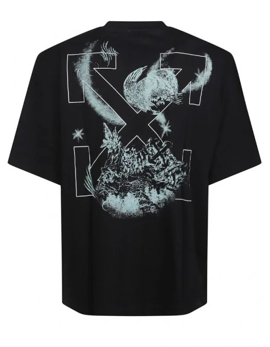 Tricou OFF WHITE, Moon Skate Graphic T-shirt, Negru - OMAA120S26J00E001